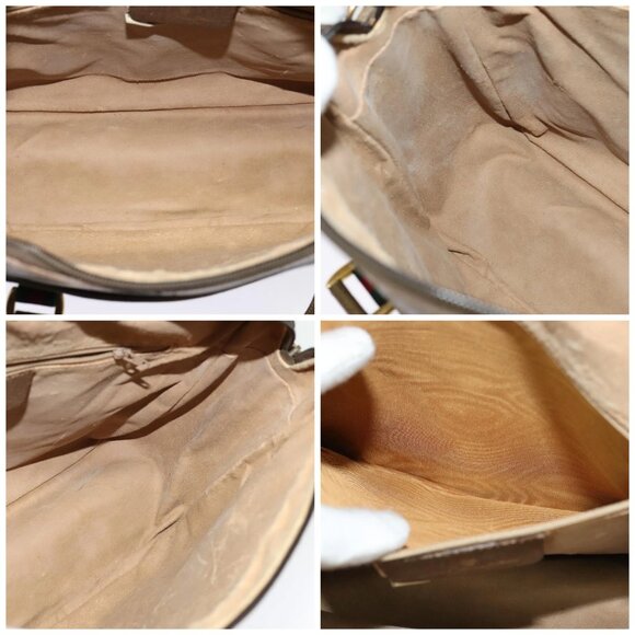 GUCCI GG Supreme Web Sherry Line Bag PVC 2way Beige Gold 40 02 015 Auth yk18574 - Picture 12 of 14